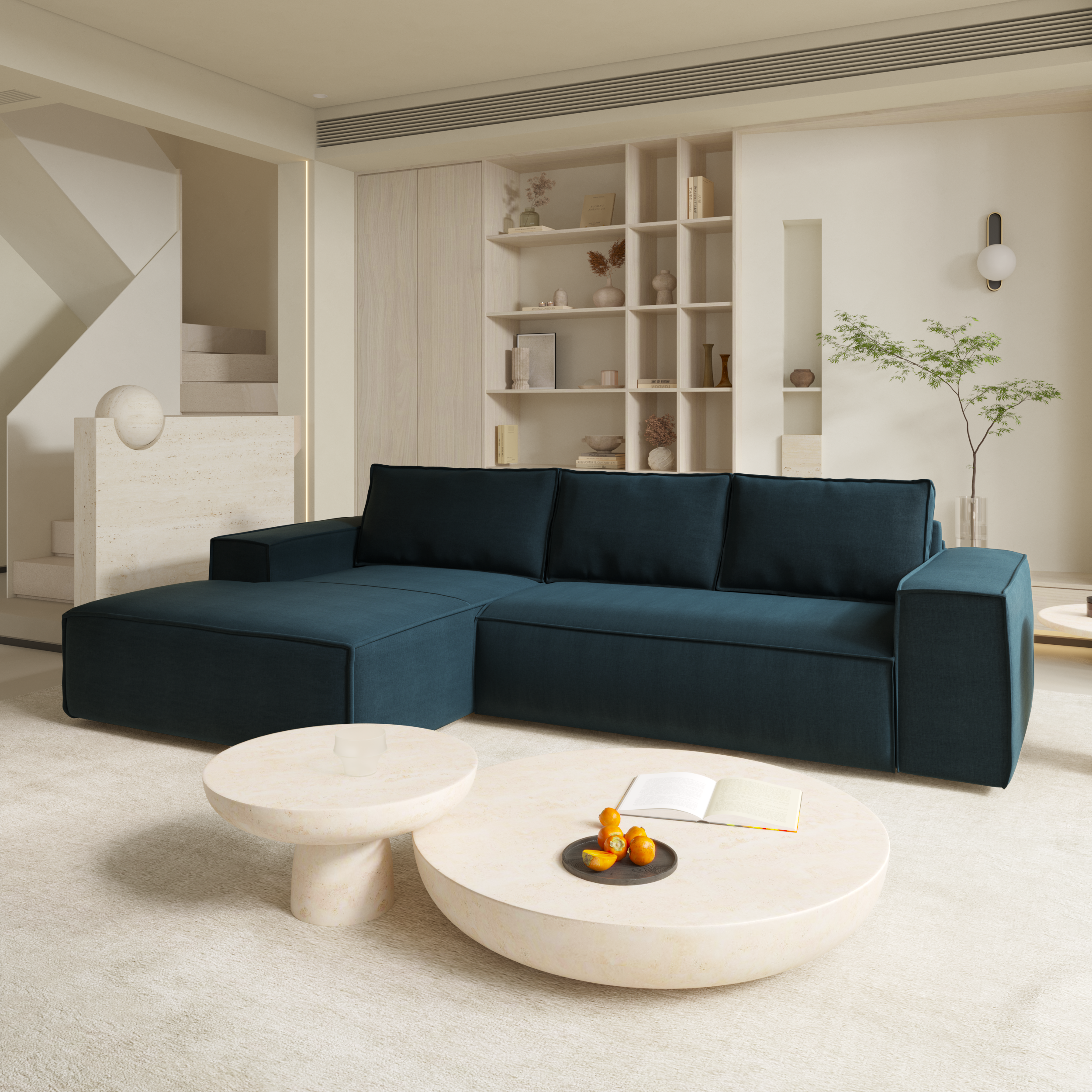 Sia Home Joan canapé convertible angle gauche bleu paon