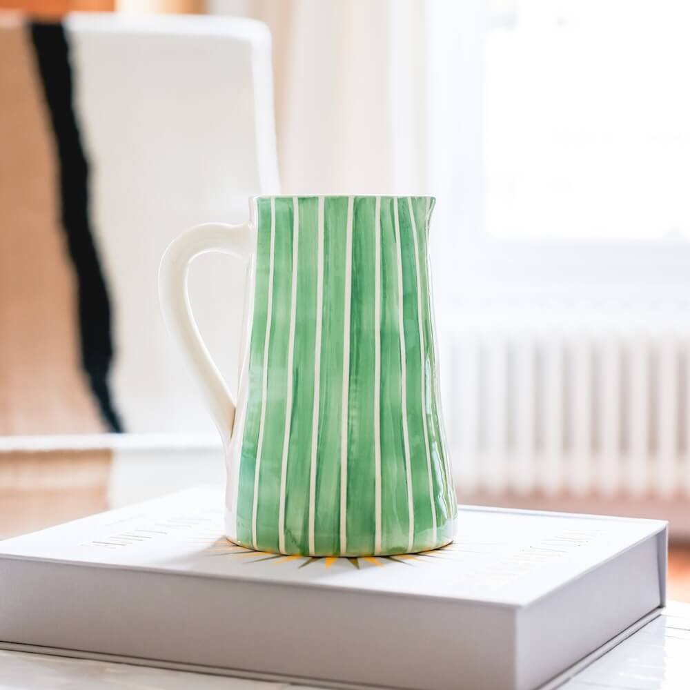 Flowrette Vases Pichet rayé vert vase céramique Portugal