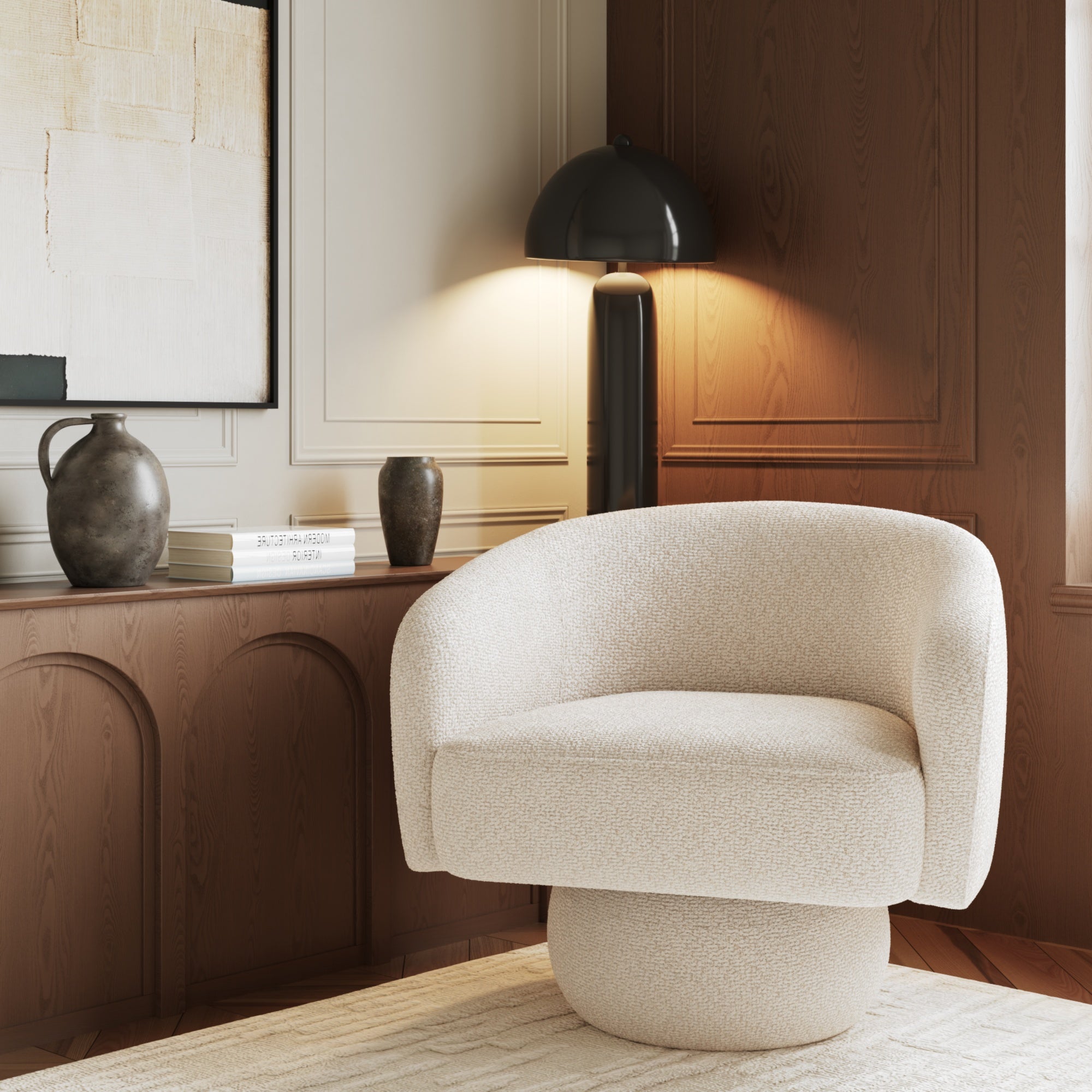 Sia Home Arlo fauteuil pivotant crème salon lounge