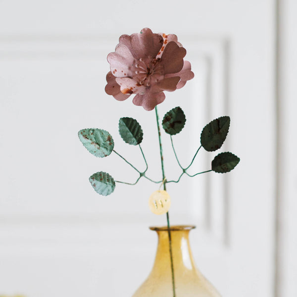 Flowrette Kalika pink brass flower fleur laiton rose