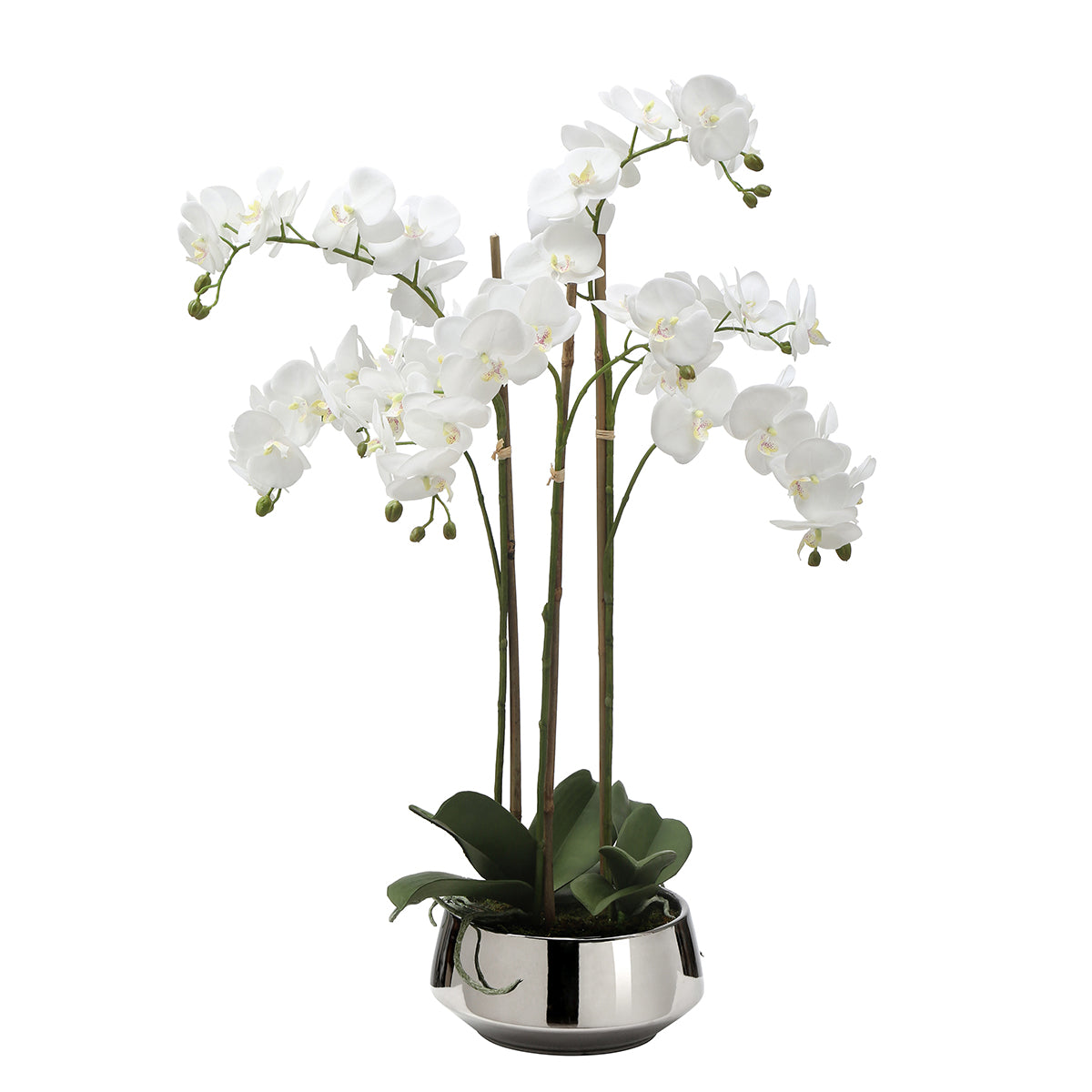 Sia Lena composition orchidée artificielle blanc vase doré