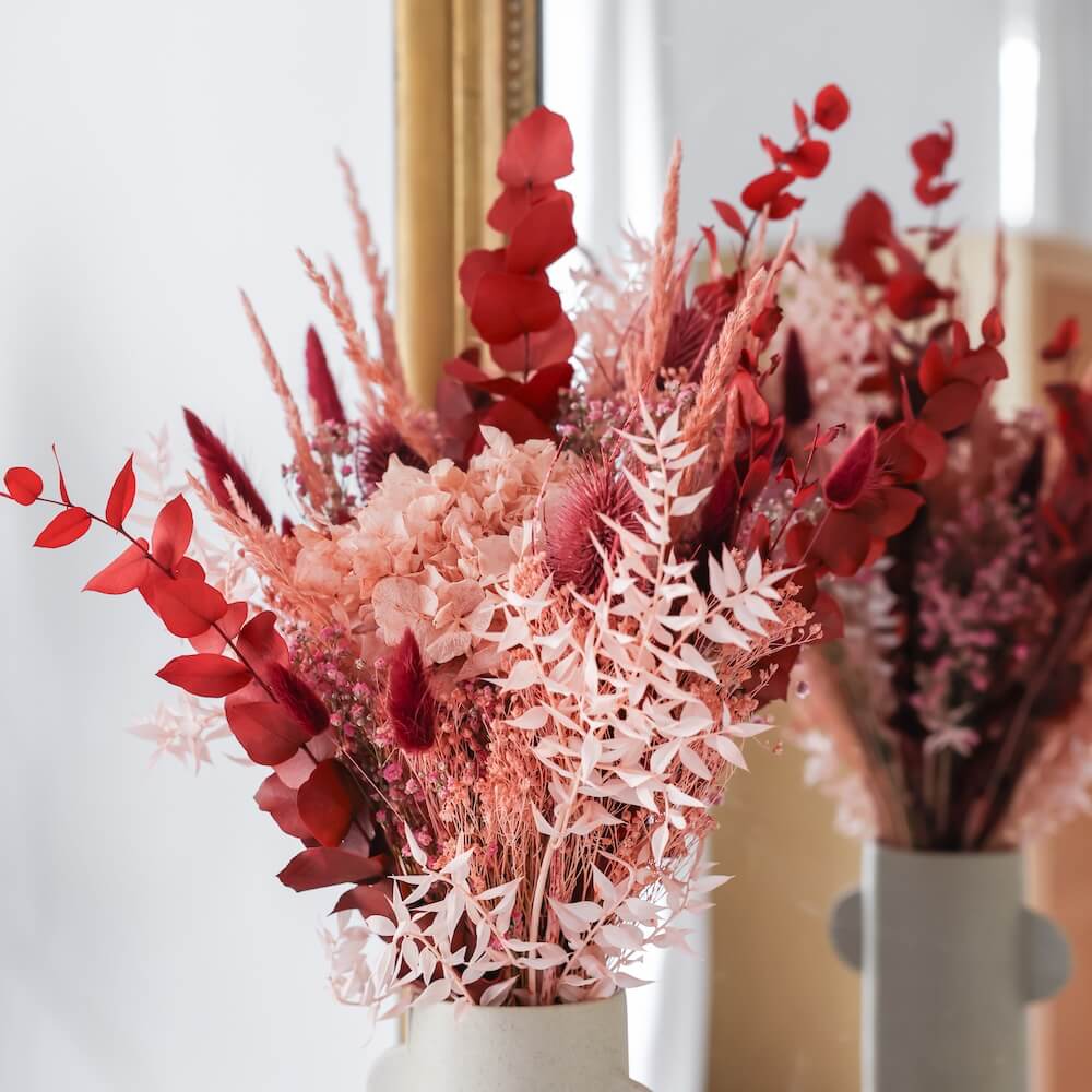 Flowrette Ulysse bouquet séché rouge rose maman