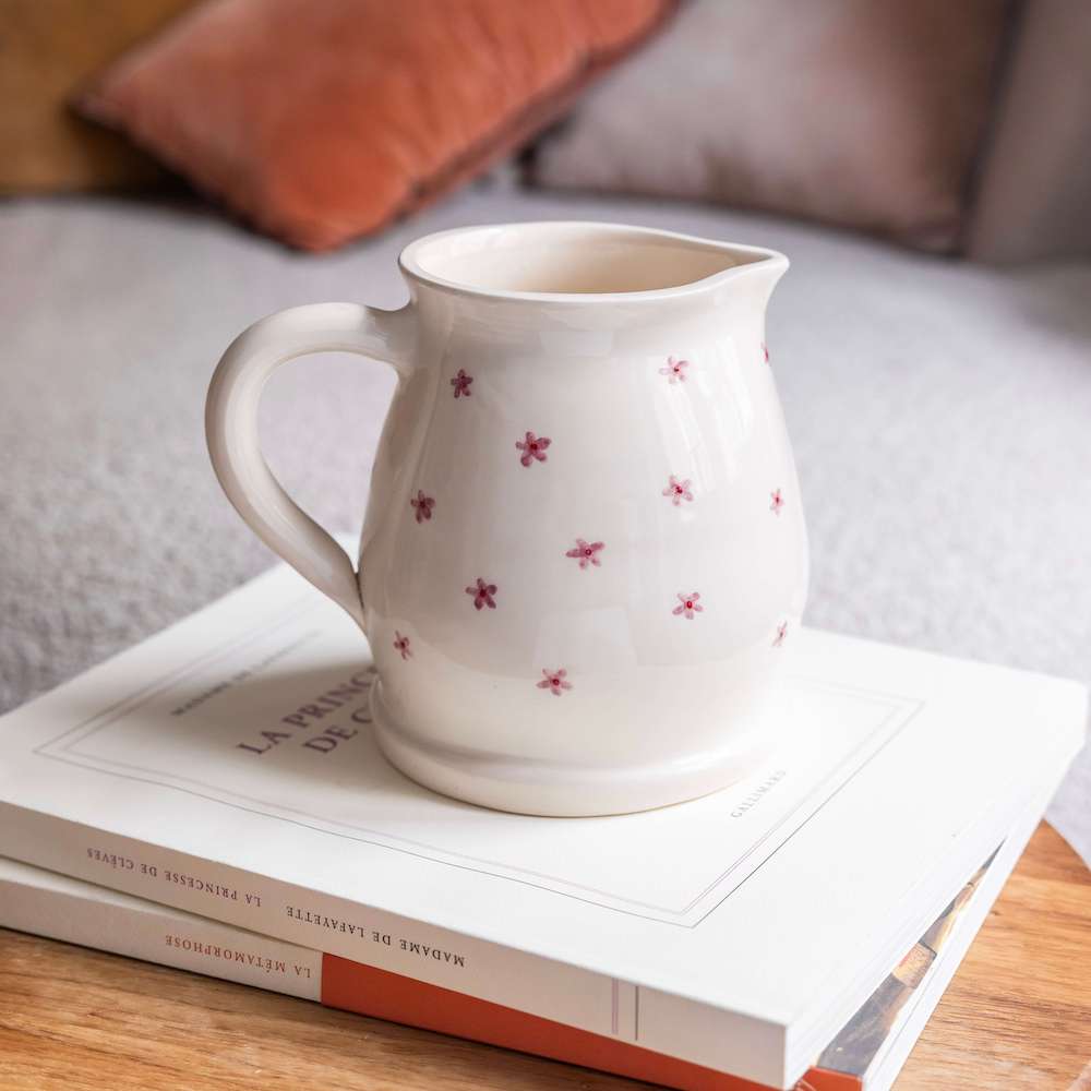 Flowrette Pichet fleuri vase céramique blanc rose
