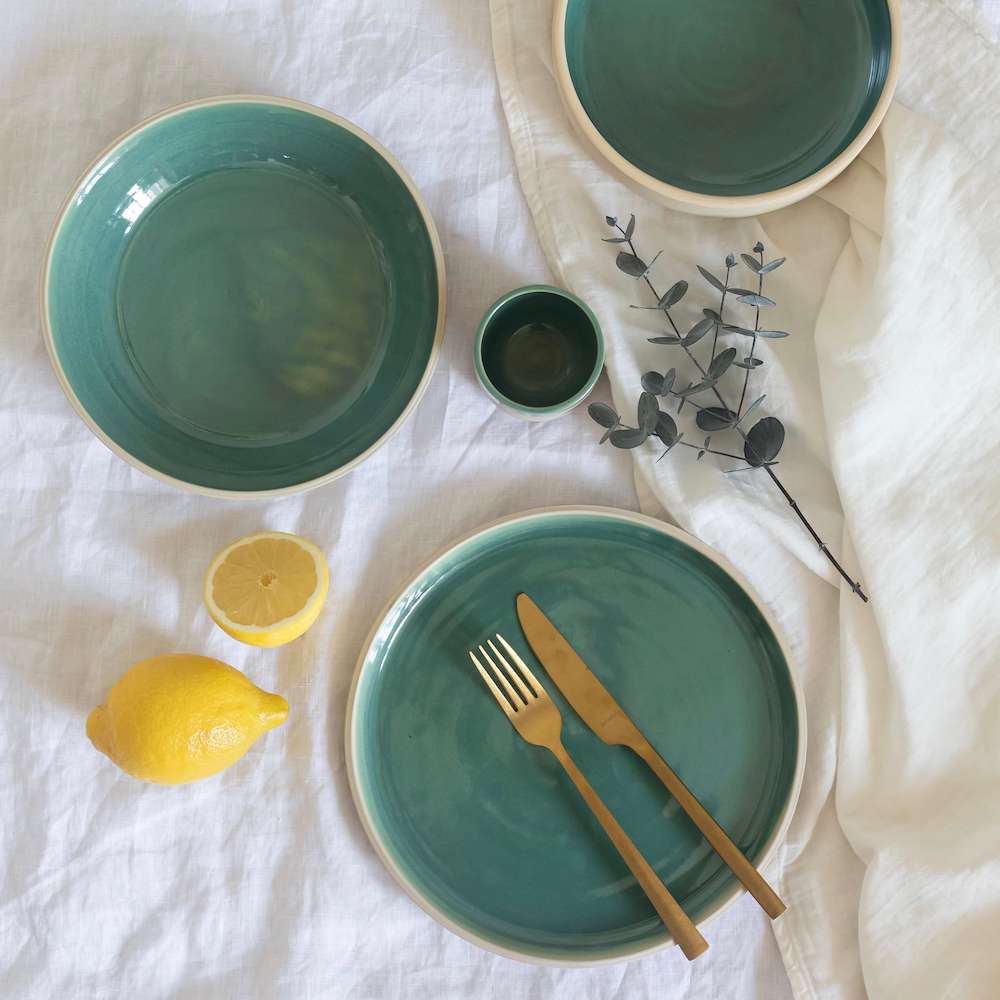 Flowrette Hélios assiette céramique verte 24 cm x1