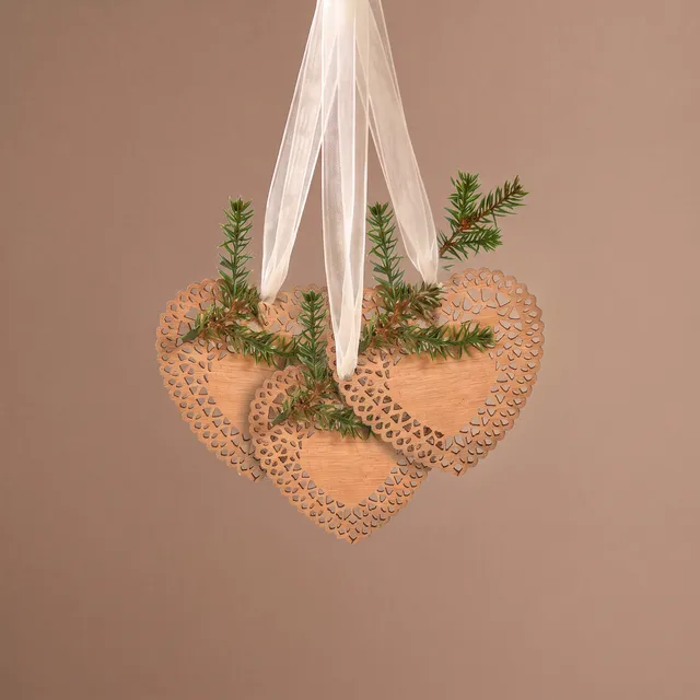 Sia Home Natura suspension Noël cœur bois 20 cm