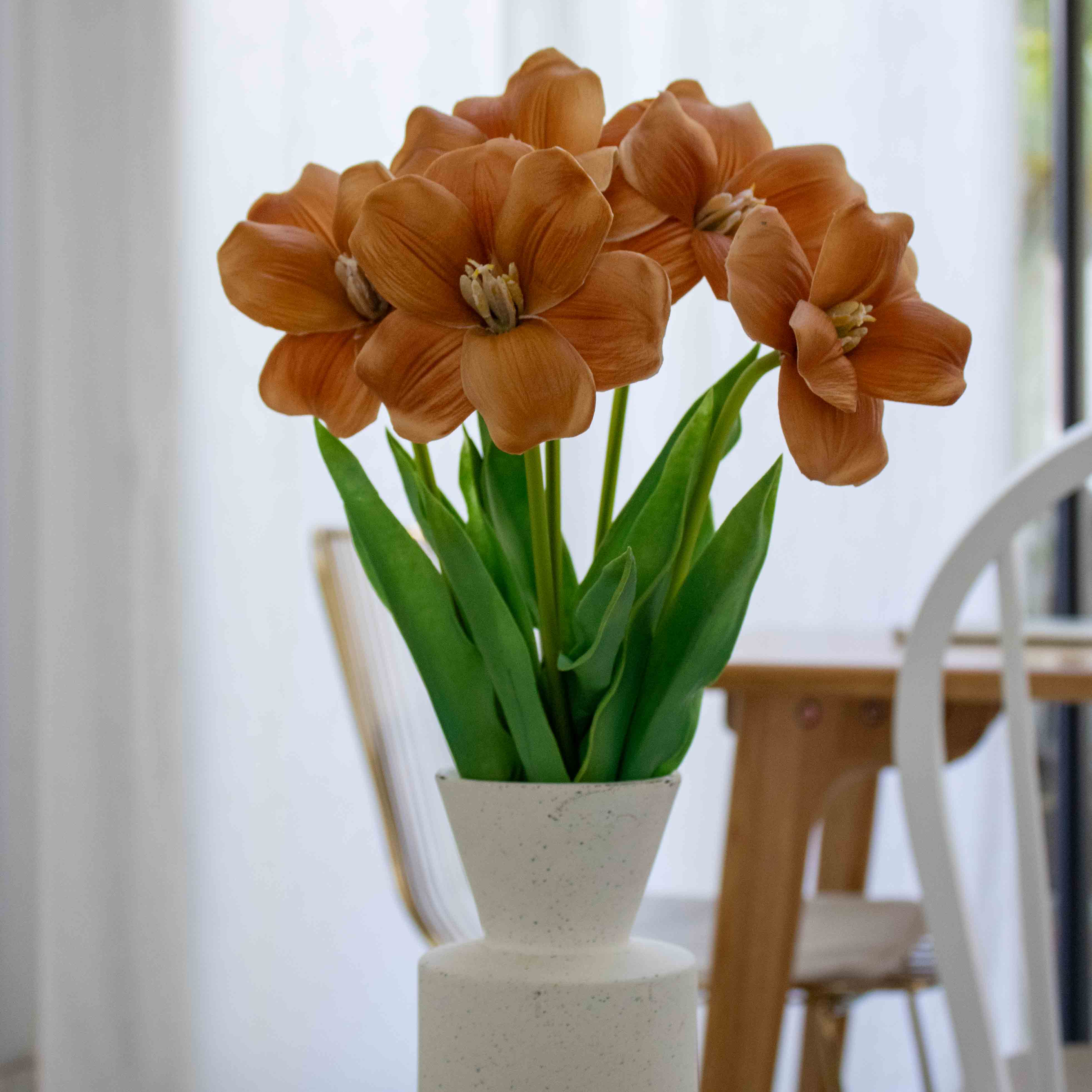 Flowrette Tulipe ouverte orange fleur artificielle x1
