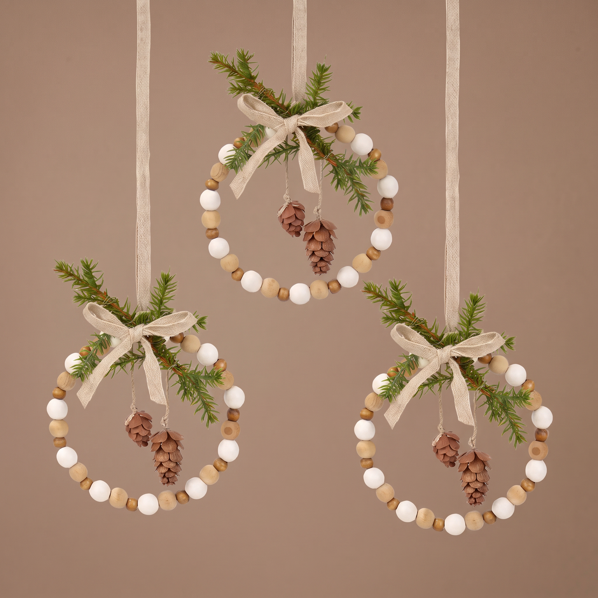 Sia Home Natura Cercle suspension Noël bois 10 cm beige