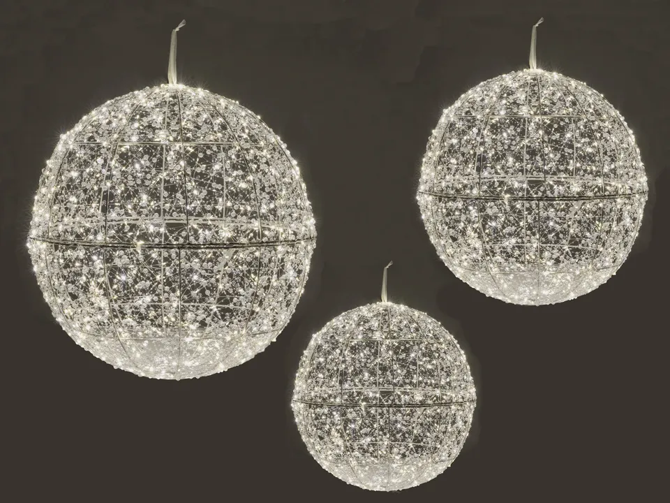 Feuillazur Rungis lot 3 sphères lumineuses blanc froid déco Noël