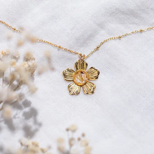 Flowrette Daisy collier fleur séchée plaqué or 24 carats