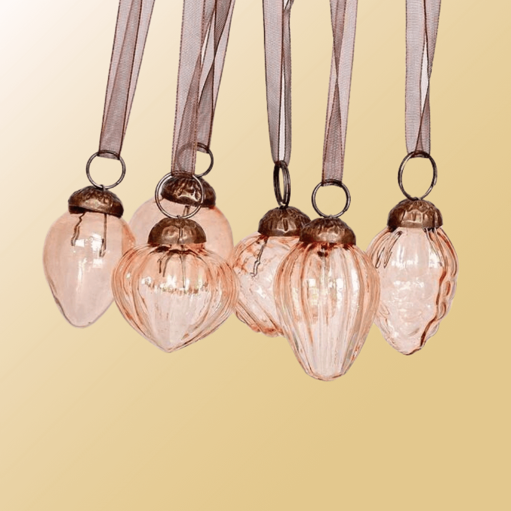 Flowrette Set 6 boules de Noël verre rose