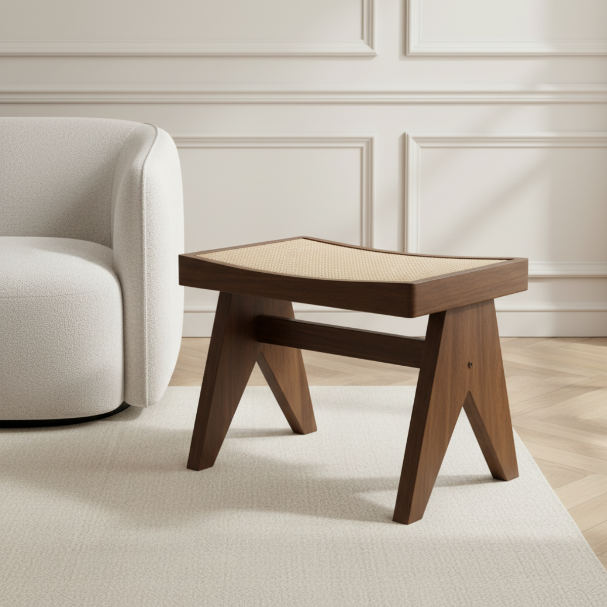 Sia Home Tao tabouret chêne rotin marron 43 cm