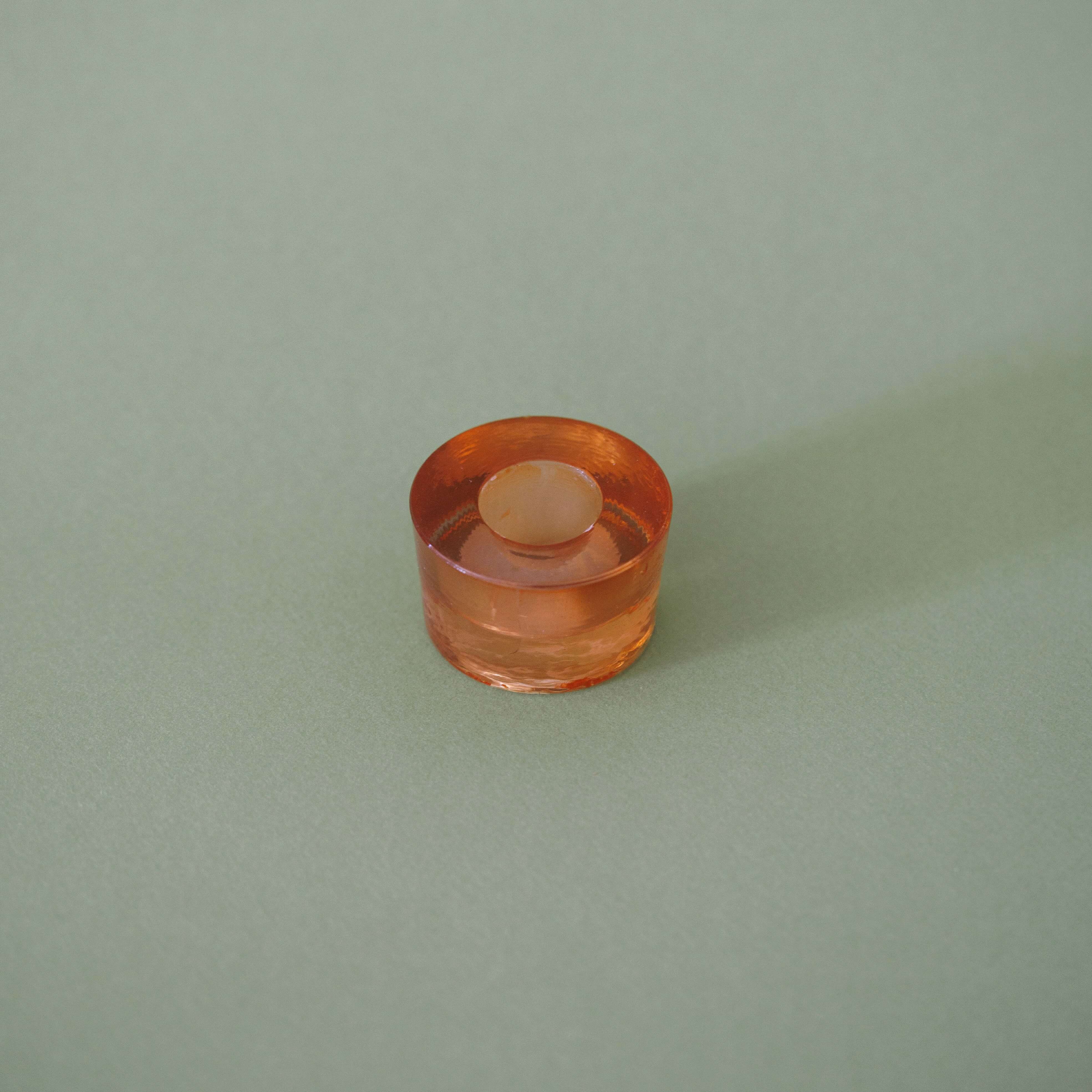 Flowrette Bougies Shanti petit bougeoir verre pêche
