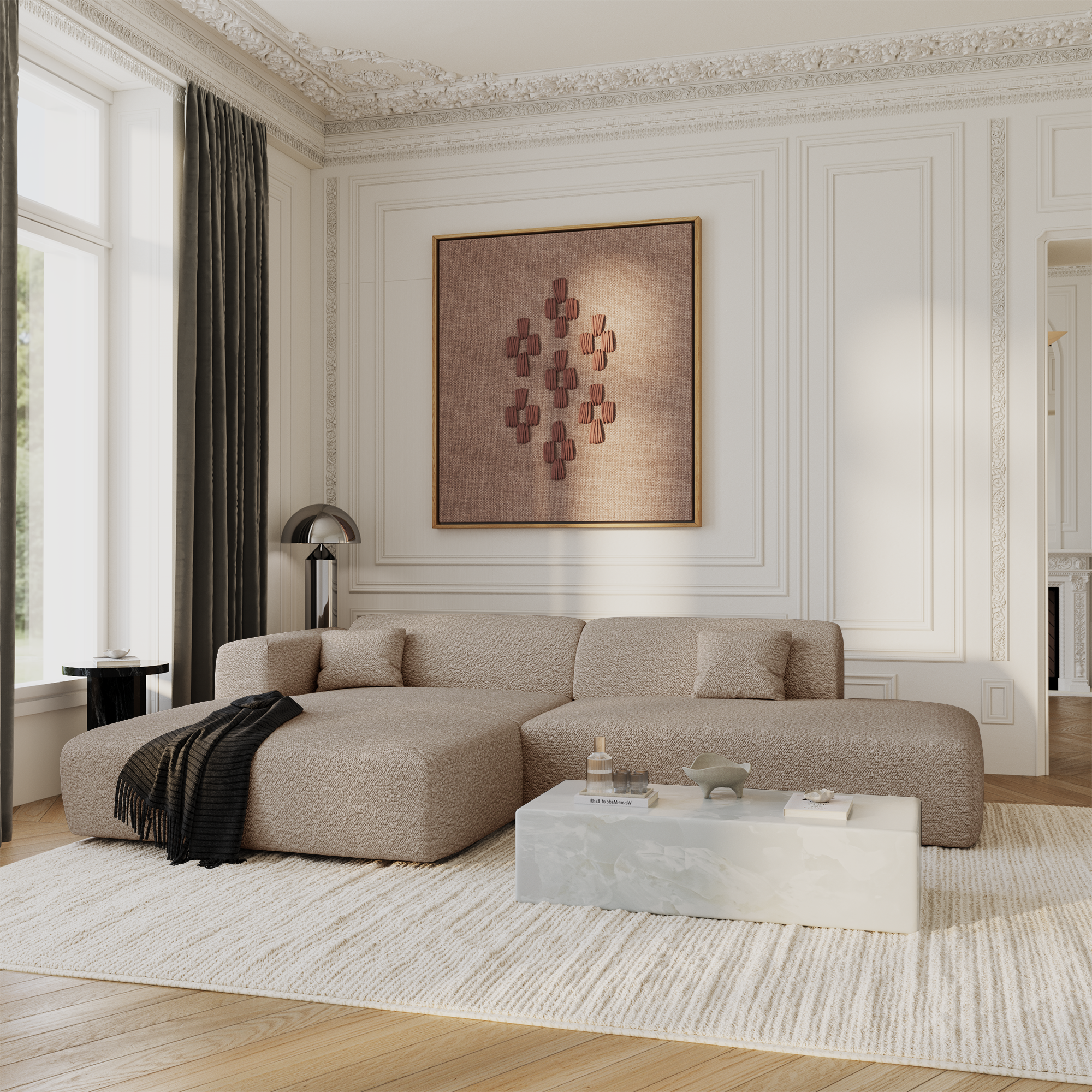 Sia Home Myra canapé angle gauche ouvert crème