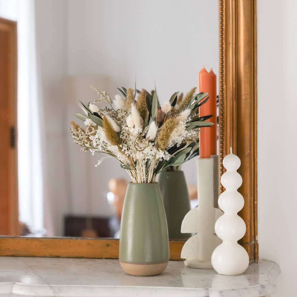 Flowrette Odin bouquet fleurs séchées vert taille M