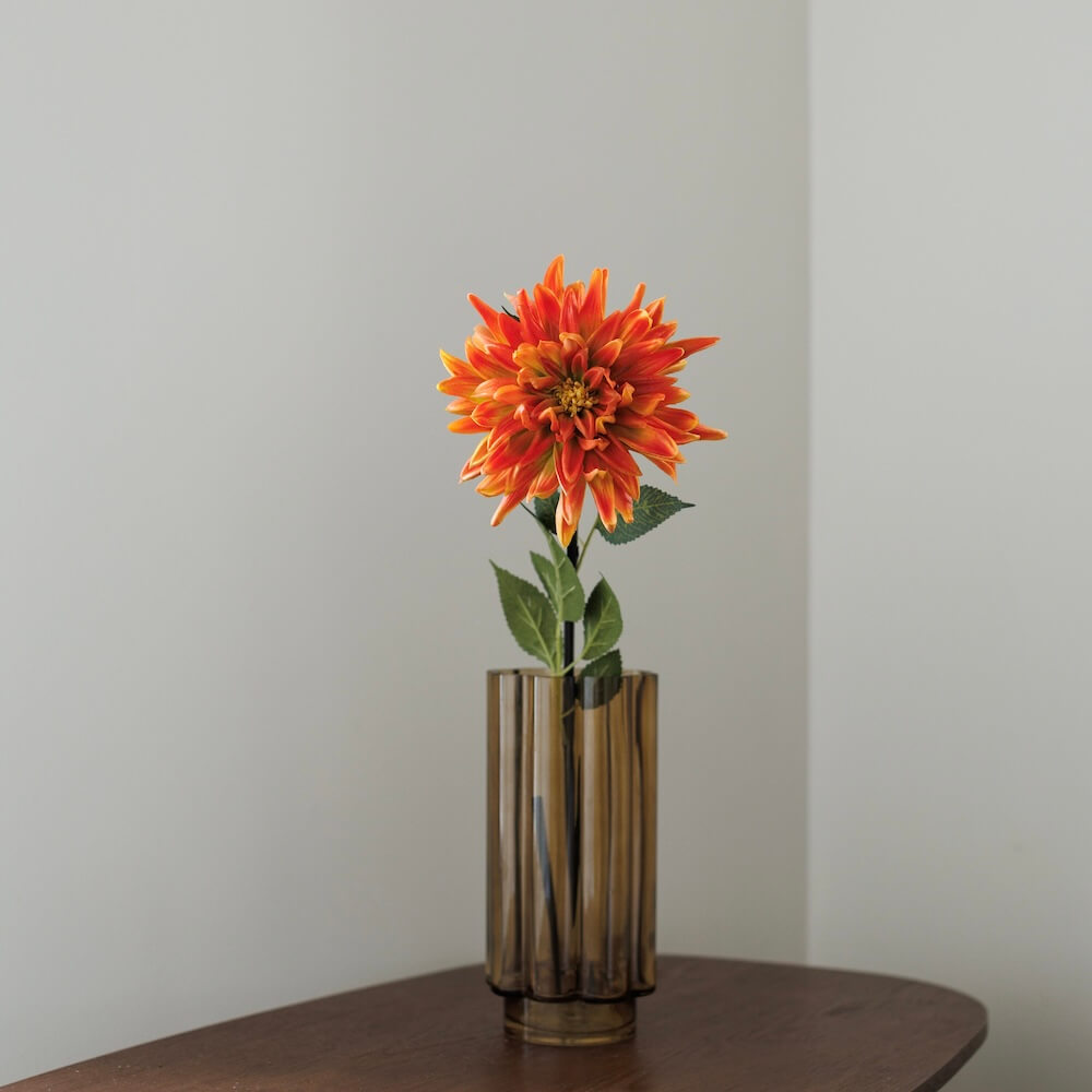 Flowrette Dahlia orange fleur artificielle tige Real Touch x1