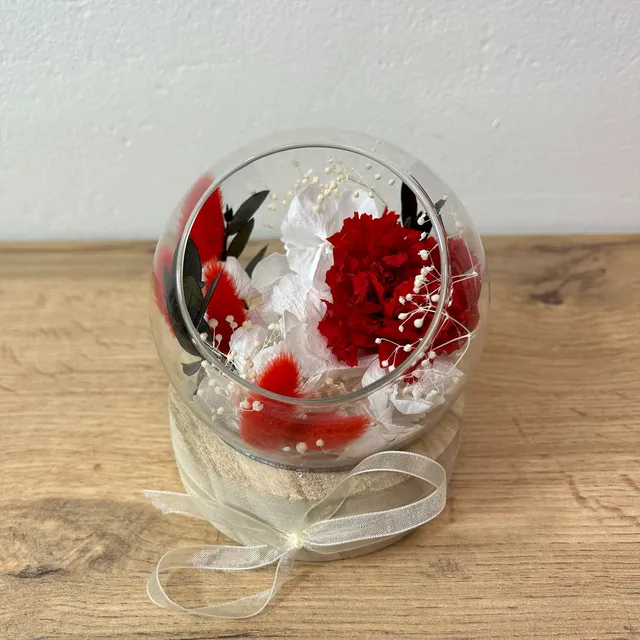 Ateliers Ouchamp Bulles Rue D'Antin bulle fleurs stabilisées S rouge