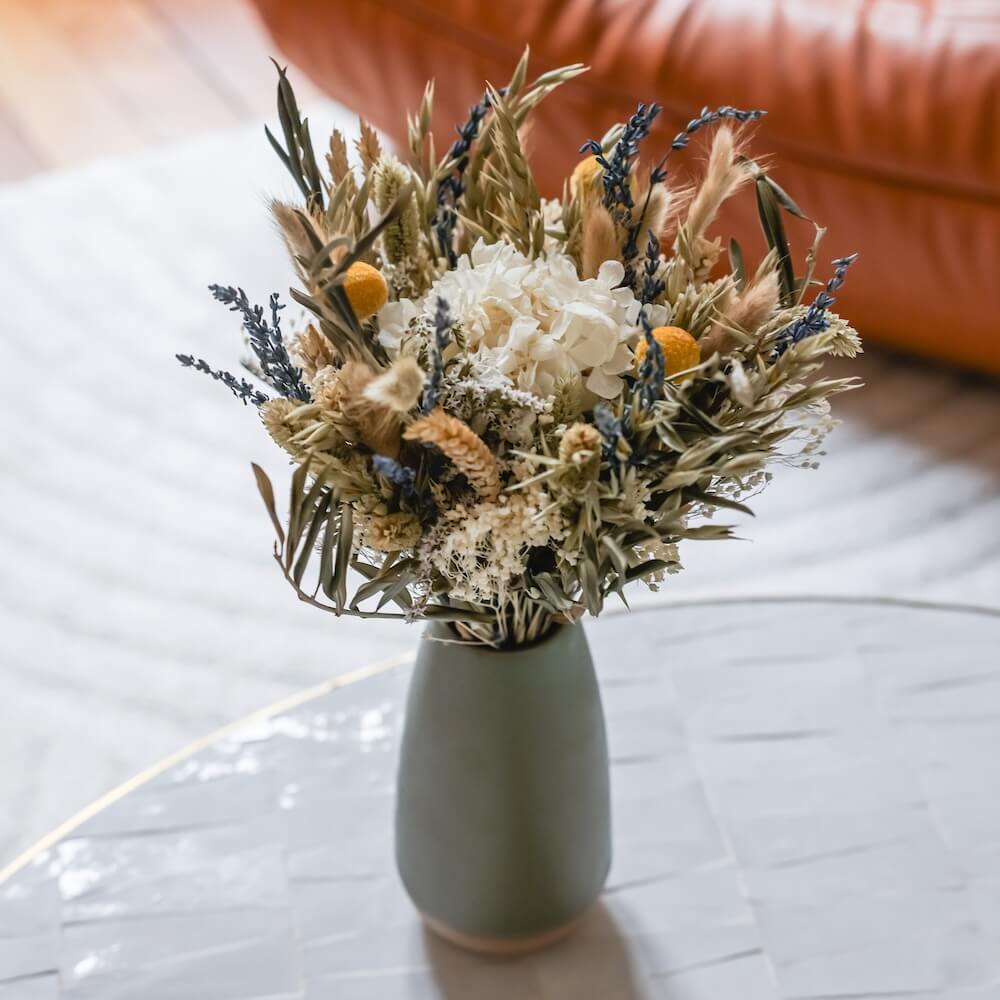 Flowrette Gautier bouquet fleurs séchées taille M jaune blanc