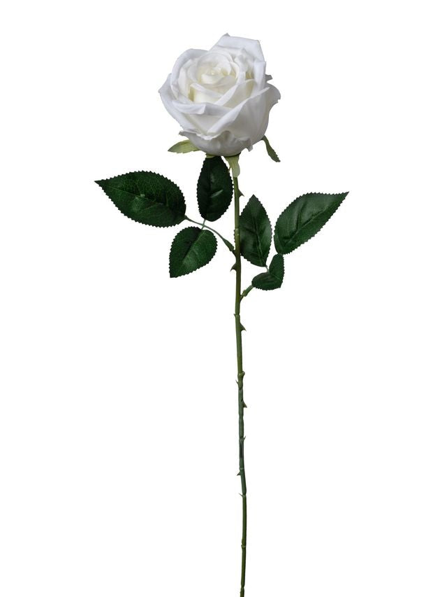 Feuillazur Rungis Rose sur tige fleur artificielle blanc 66cm