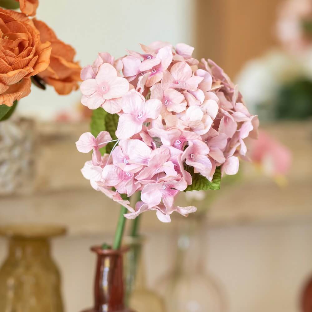 Flowrette Hortensia papier mauve fleur tige x1 éternel