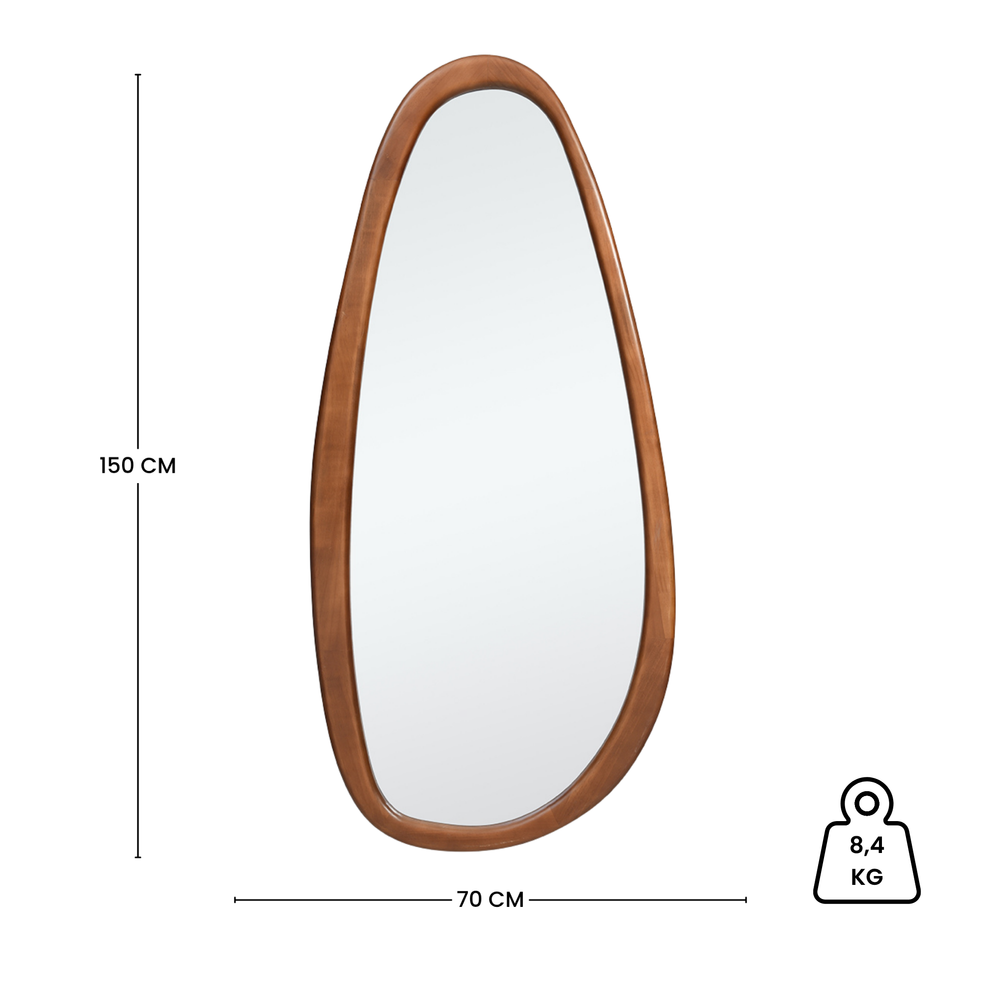 Sia Home Miroir Organique Ovale Bois Marron 150x70 cm