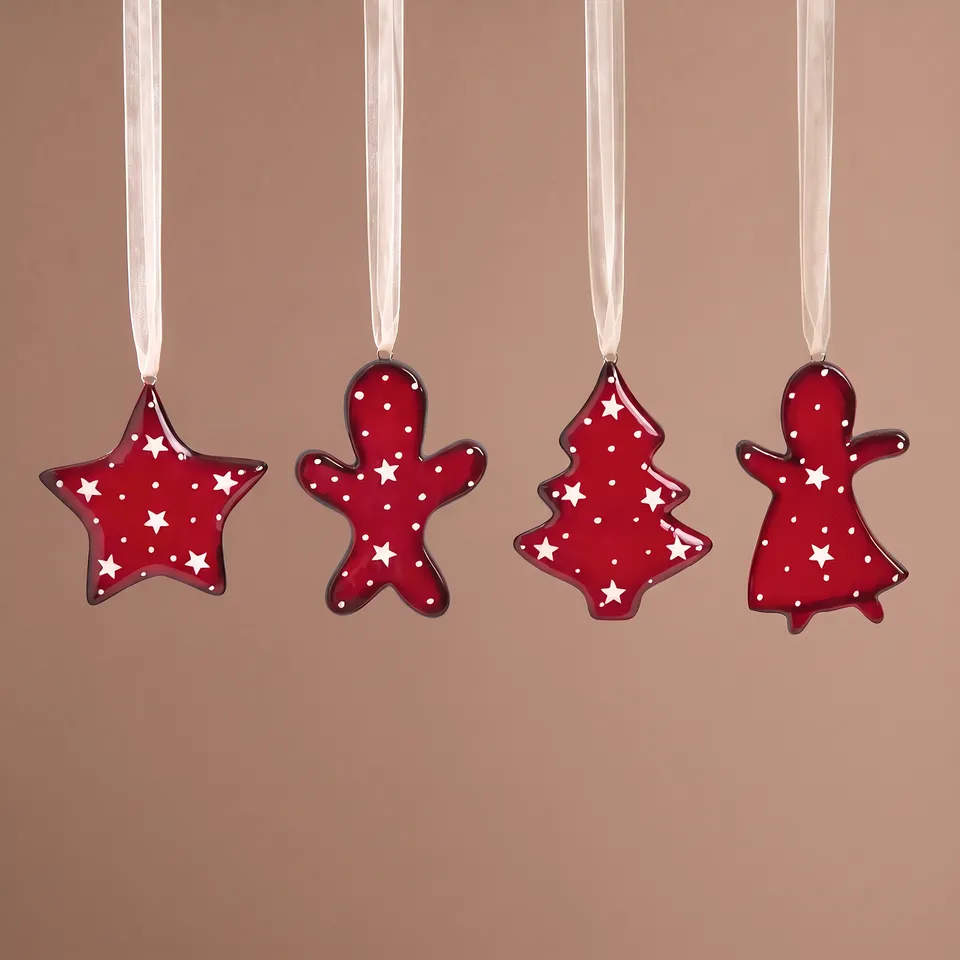 Sia Home Holly suspensions Noël rouge lot 4 porcelaine