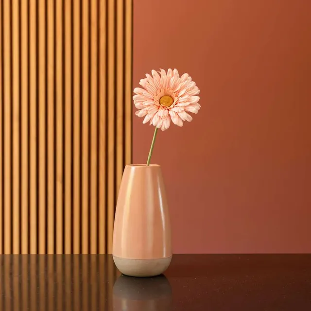 Flowrette Harmony vase corail grès mat taille S
