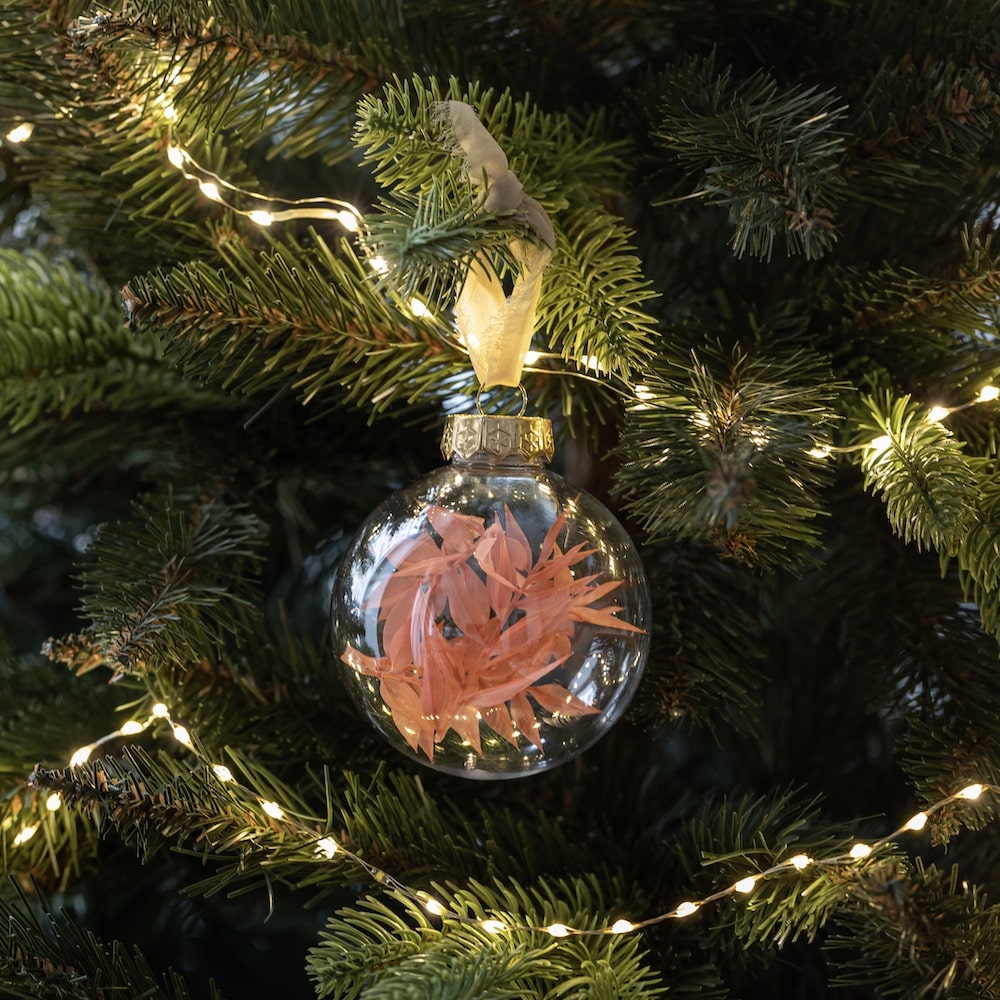 Flowrette Boules de Noël rose fleurs séchées lot de 4