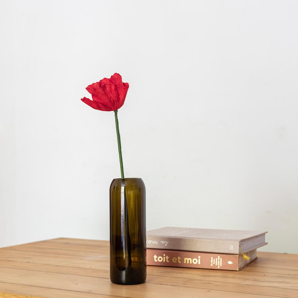 Flowrette Coquelicot en papier rouge fleur tige x1 éternelle