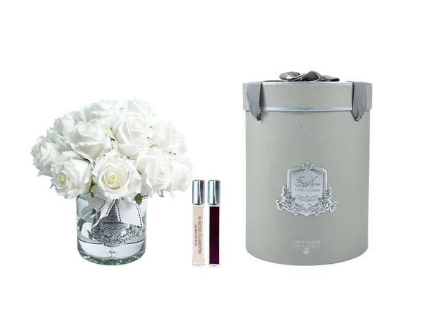 Côte Noire Grand LRB01 bouquet boutons roses blanc boîte