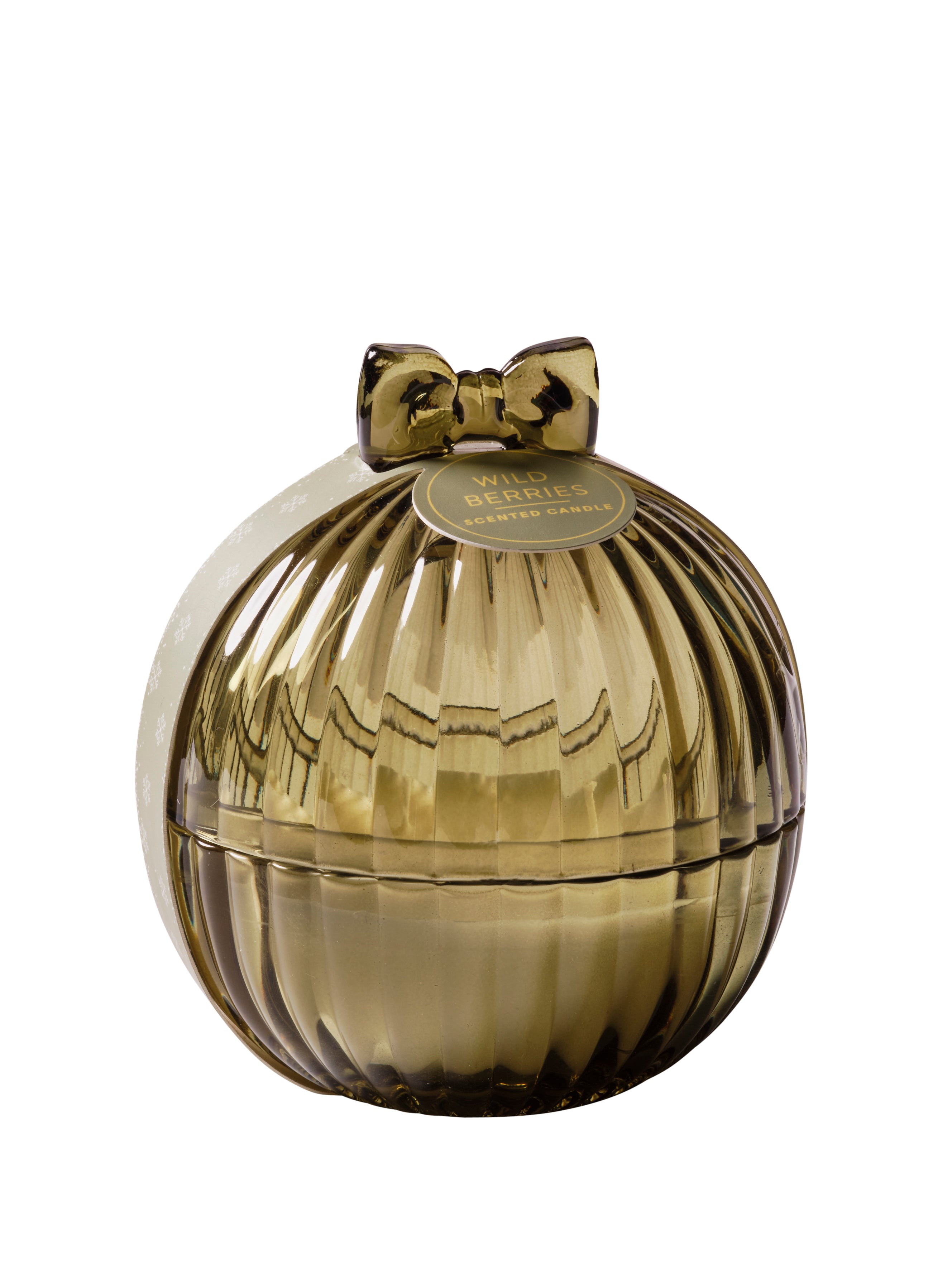 Feuillazur Rungis Bougie en boule de Noël bougie verte nœud