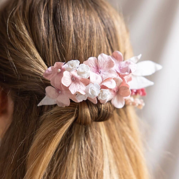Flowrette Pink Paper Flowers comb peigne mariage rose