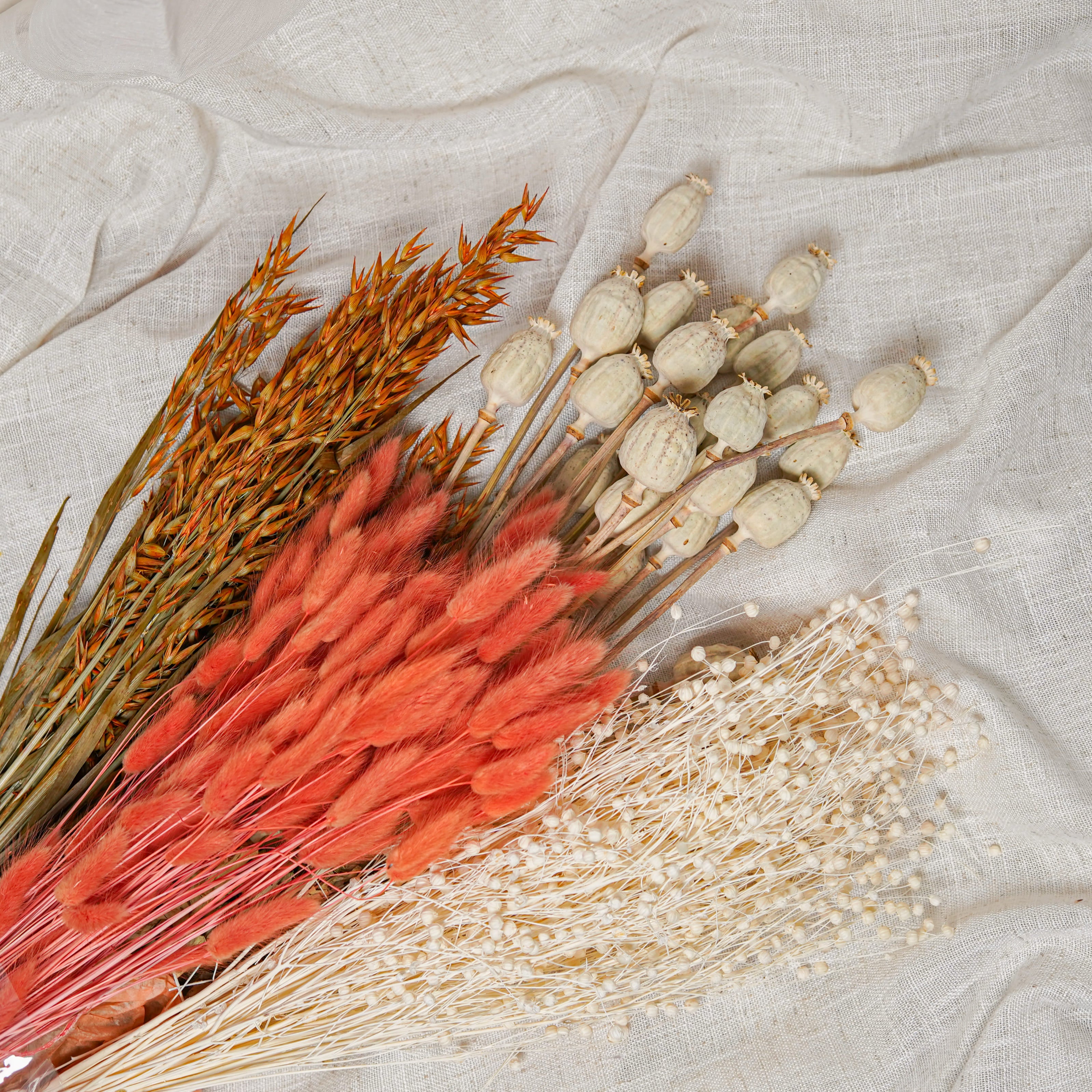 Flowrette Assortiment 4 bottes fleurs séchées orange sans entretien