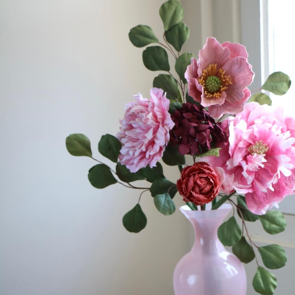 Flowrette Fleurs en papier Miró bouquet rose bordeaux éternel