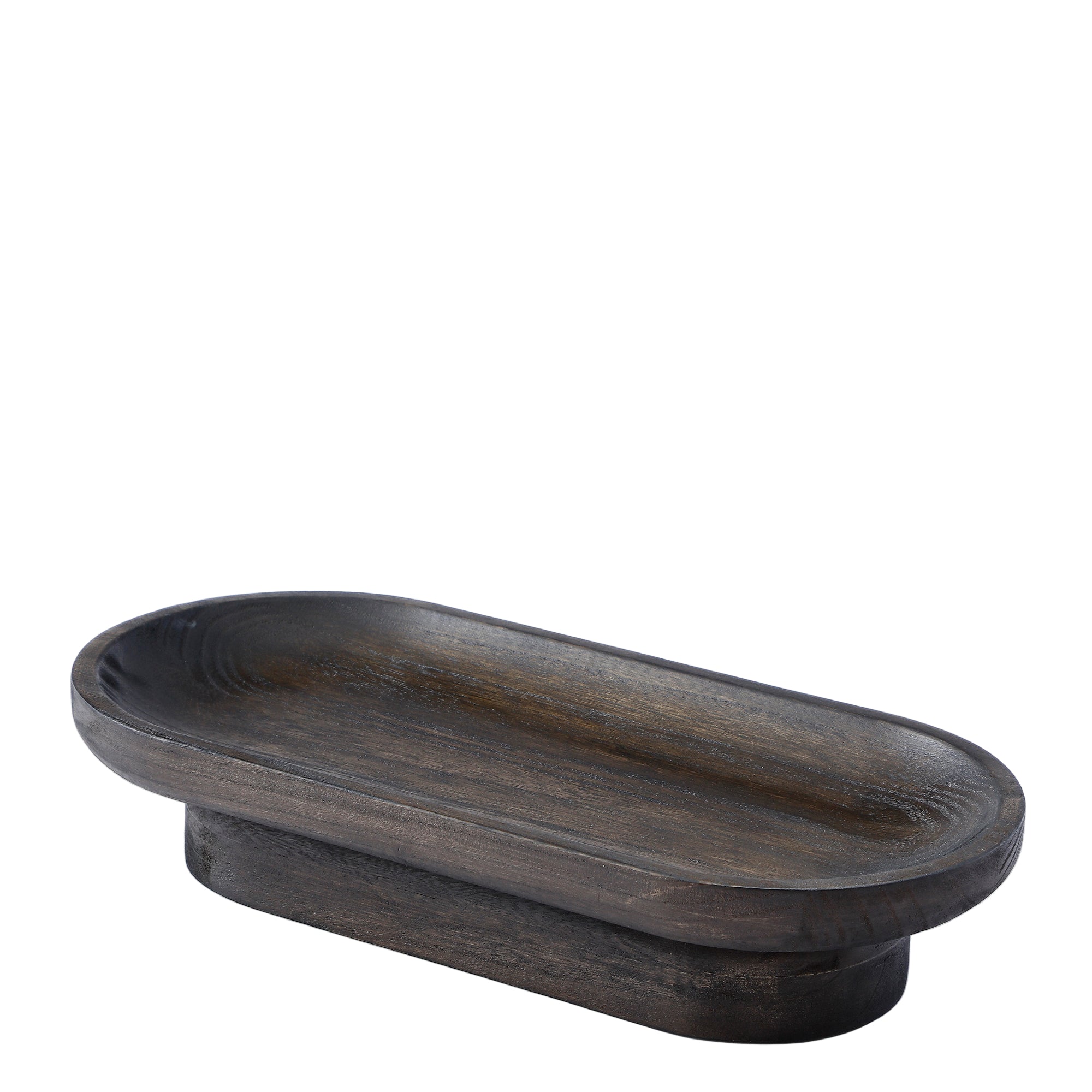 Sia Home Ebon plateau décoratif ovale noir 38 cm bois