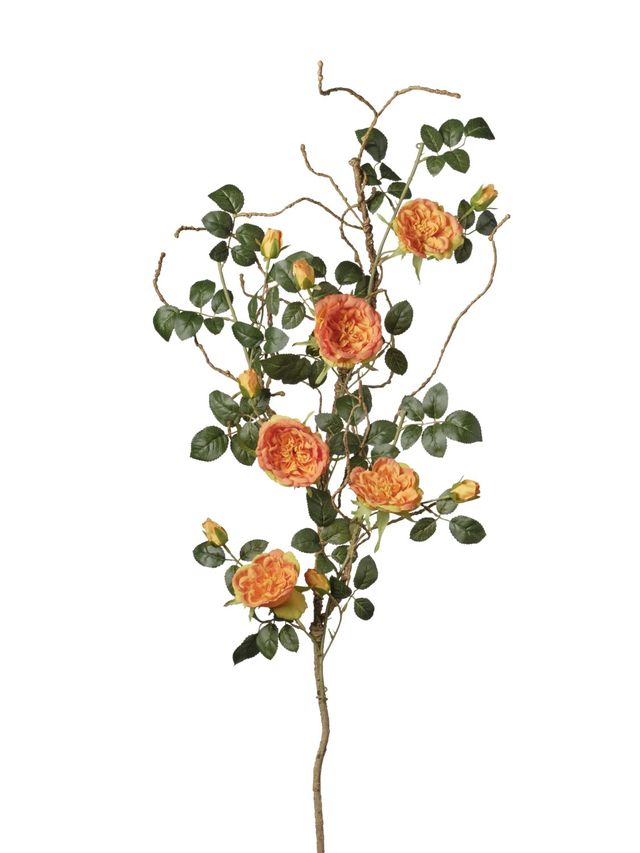 Feuillazur Rungis Branche de Rosier fleur artificielle jaune 125 cm