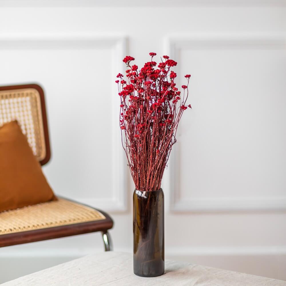 Flowrette Lona botte fleurs séchées rouge x1 champêtre