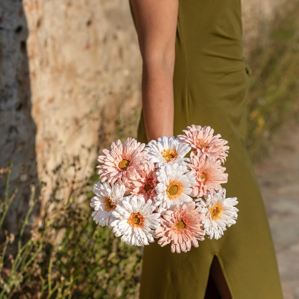 Flowrette Gerbera fleur papier abricot x1 durable