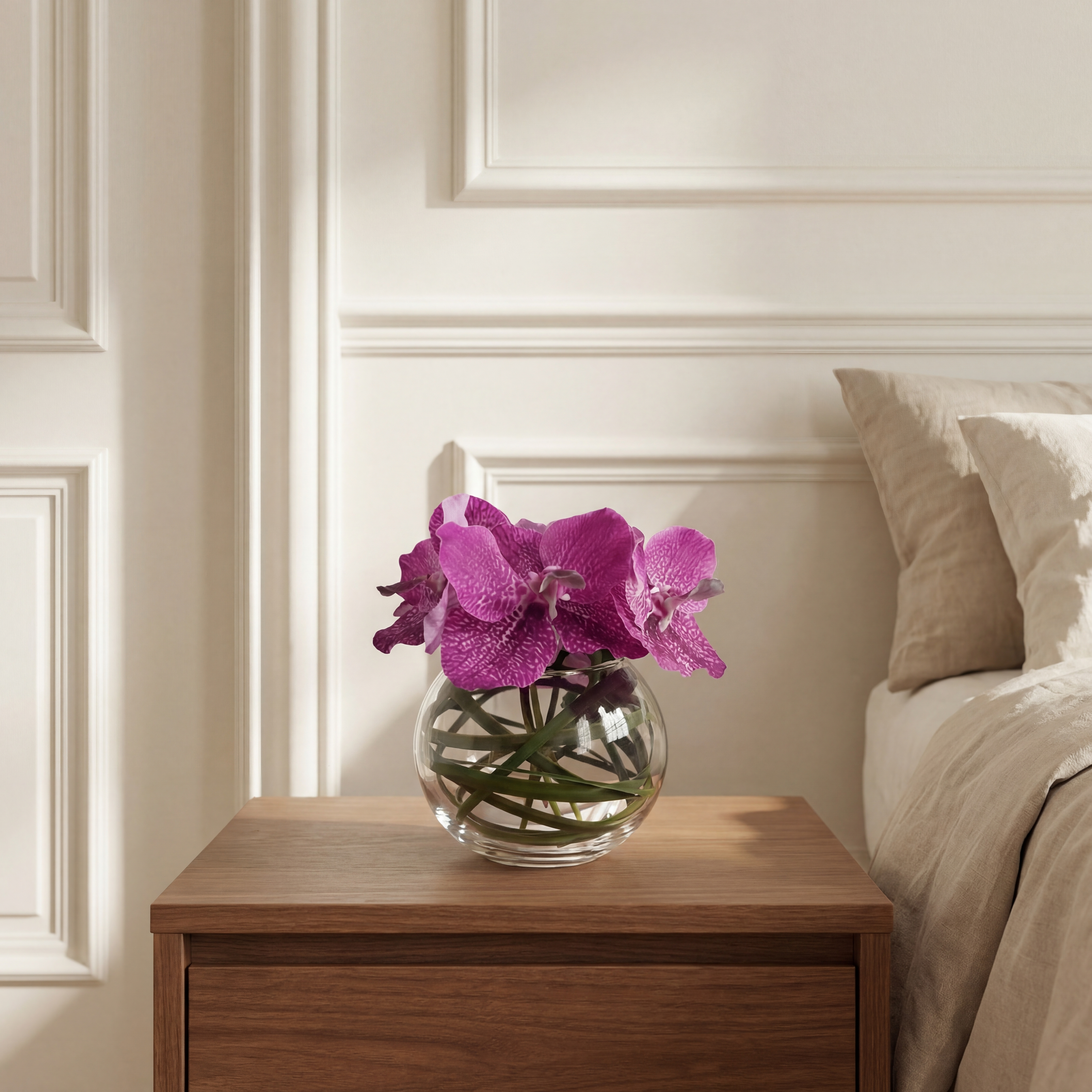 Sia Home Chloé composition orchidée artificielle vase rond violet