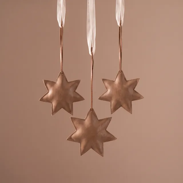 Sia Noël suspension étoile cuir marron 13 cm