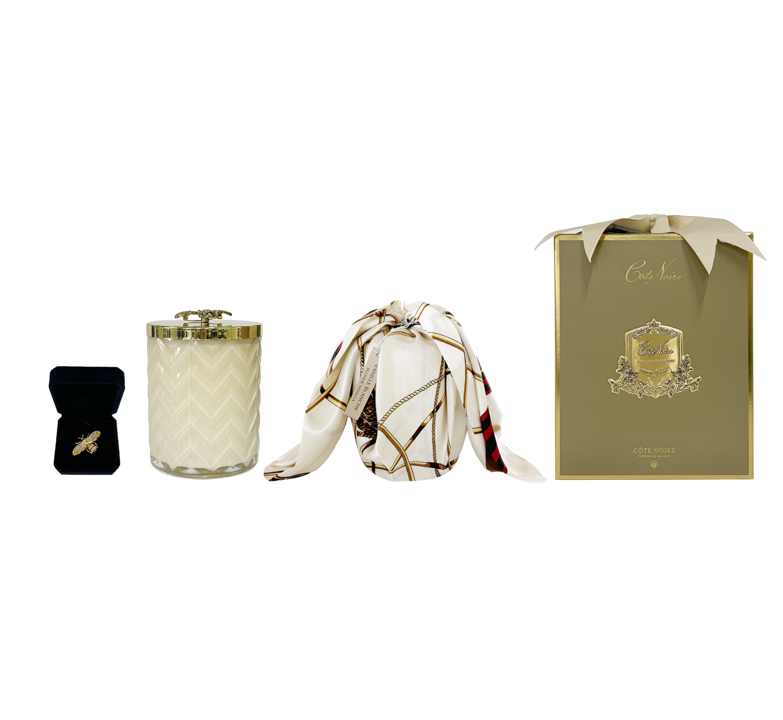 Côte Noire Herringbone Bougie Vanille Blanche Crème 600 g