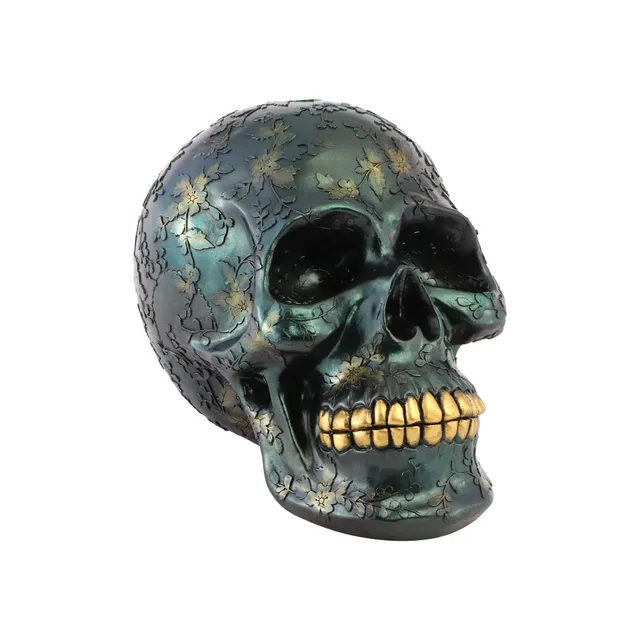 Feuillazur Rungis tête de mort verte irisée résine
