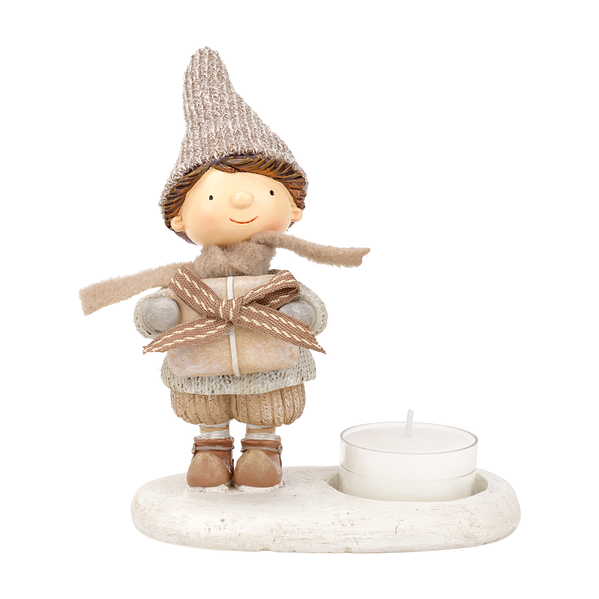 Sia Home Viking porte-bougie garçon beige 15 cm