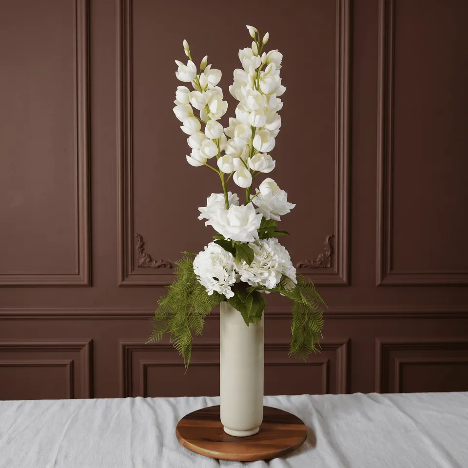 Flowrette Blanche bouquet fleurs artificielles blanc vert