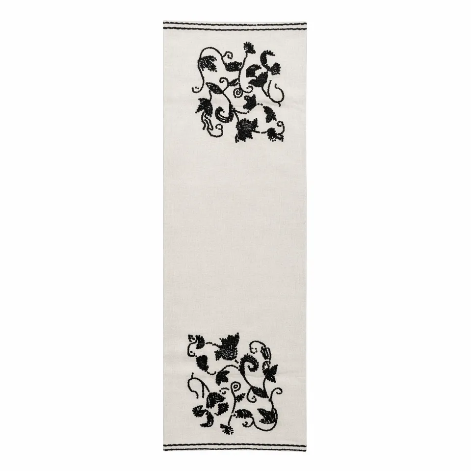 Sia Home Viva chemin de table beige 140x40 fleurs brodées