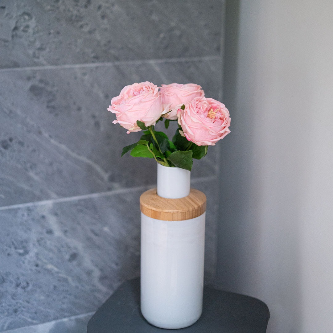 Flowrette Rose rose pâle fleur artificielle x1 Real Touch