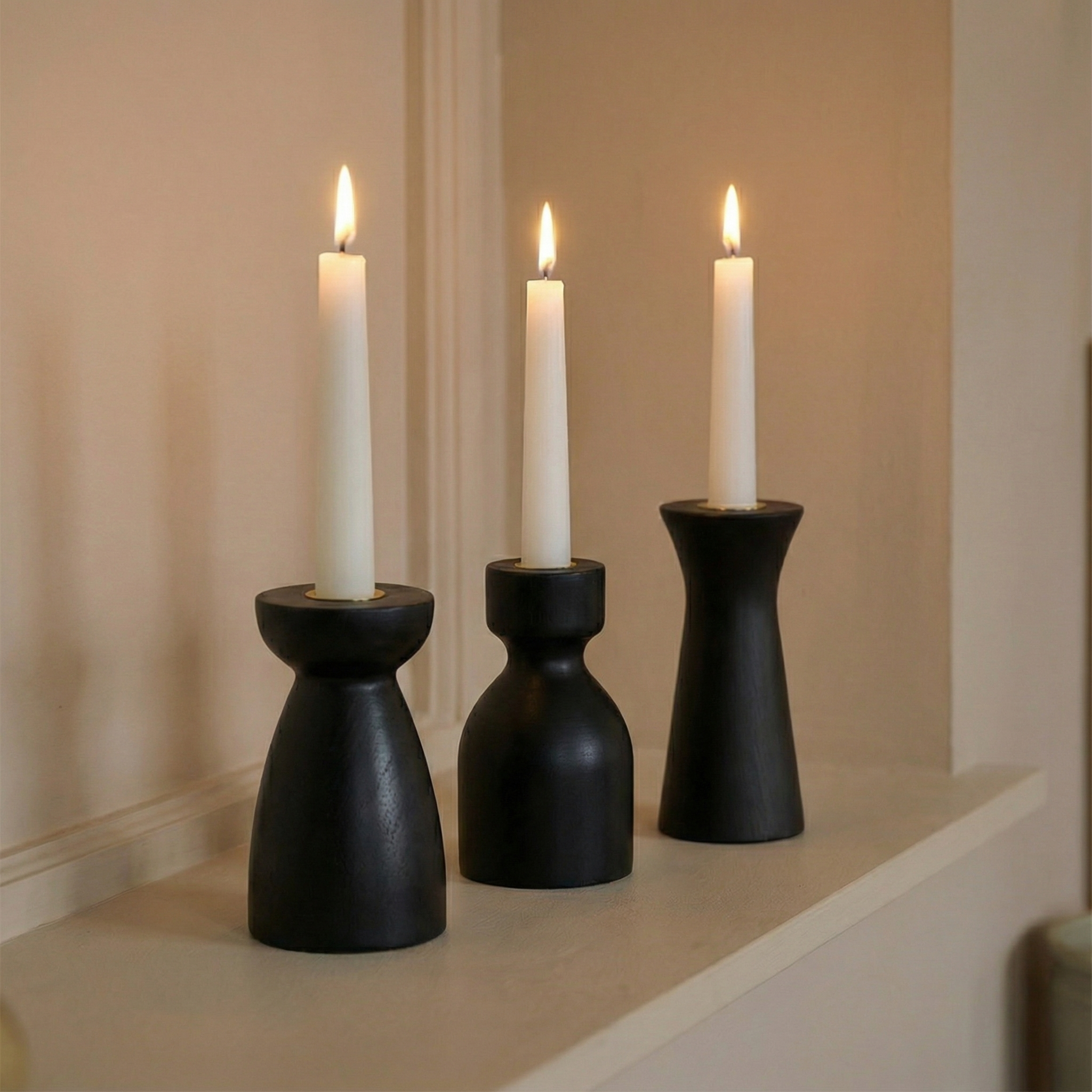 Sia Home Elya bougeoir bois noir 12 cm chandelle