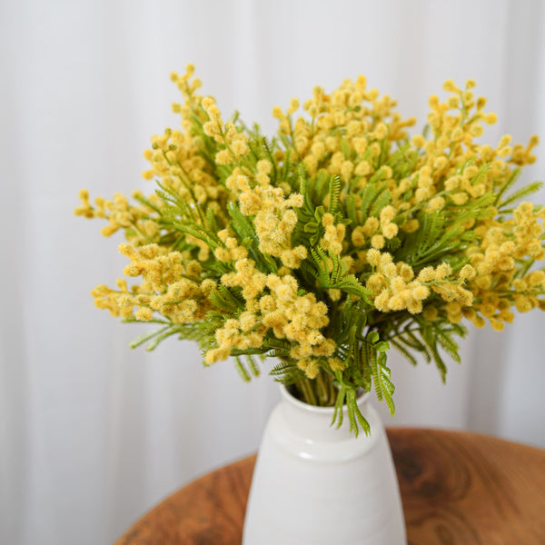Flowrette Mimosa fleur artificielle jaune pompons