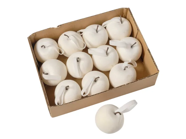 Feuillazur Rungis Pomme velours blanc ornement Noël 12 pièces