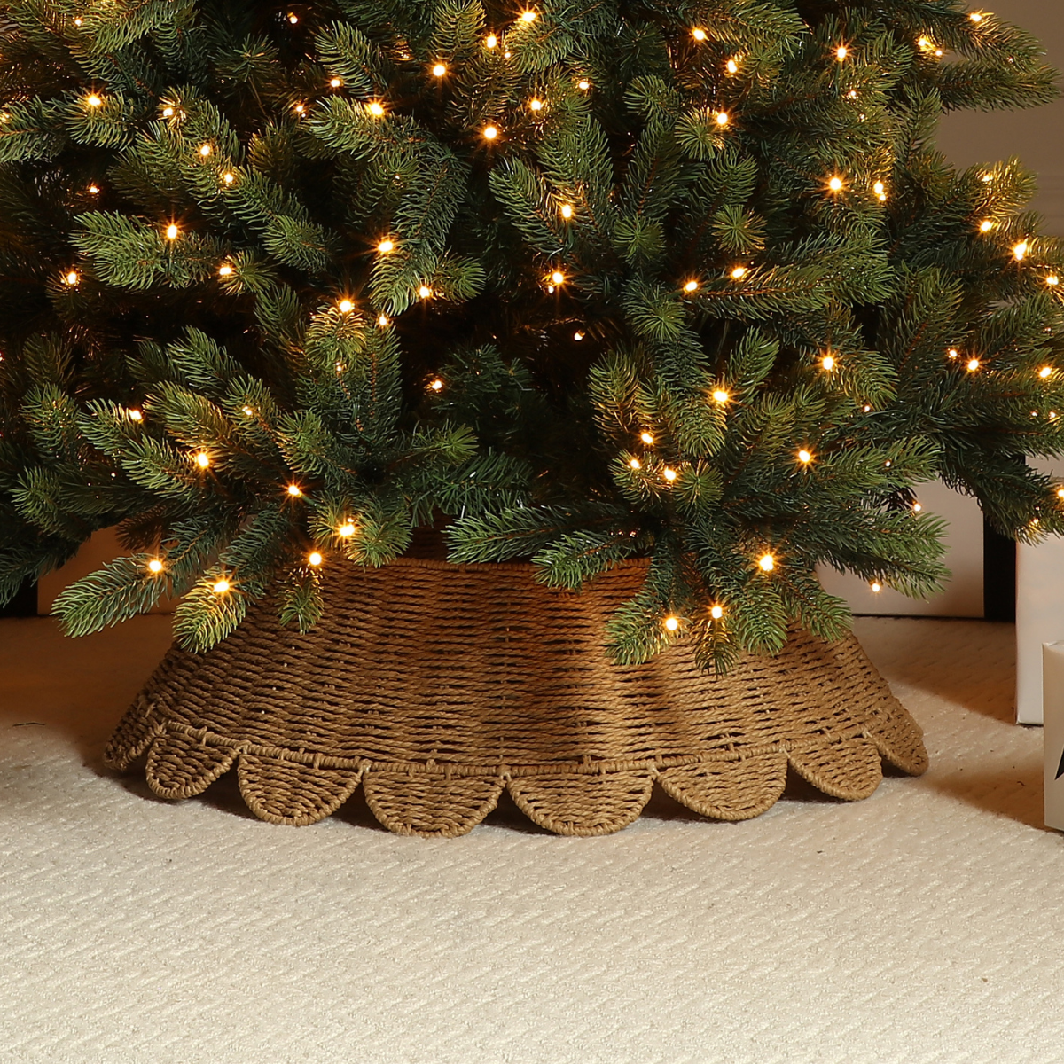 Sia Home 65 cm cache-pied sapin Noël beige corde papier