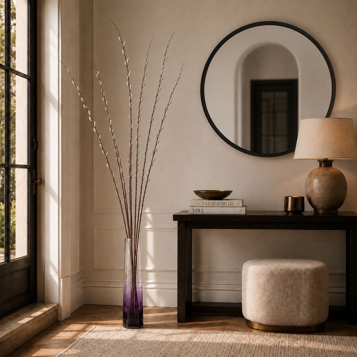 Sia Alba vase en verre soufflé violet transparent 40 cm
